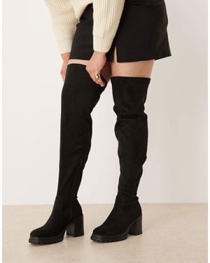 ASOS Curve Kai Chunky Heeled Over The Knee Boots - Black