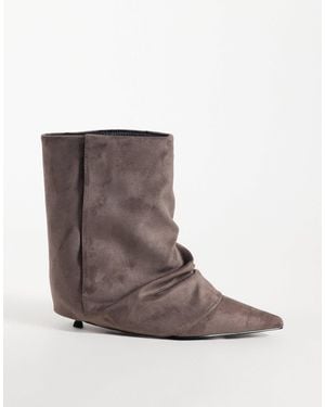 SIMMI Simmi London Dixee Fold Over Ruched Ankle Boots - Brown