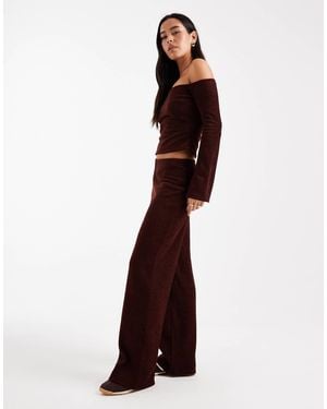 ASOS Brushed Rib Knit Wide Leg Pants - Purple