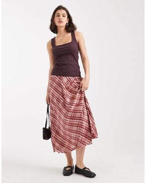 Vero Moda Satin Midi Skirt - Pink