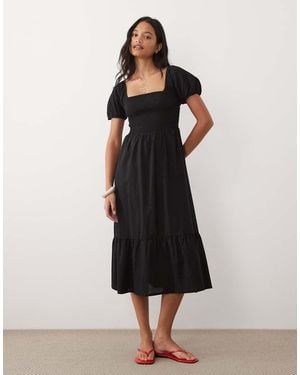 esmé studios Esmee Puff Sleeve Midi Beach Dress - Black