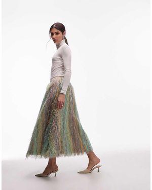 ASOS 3d Fringe Circle Maxi Skirt - White