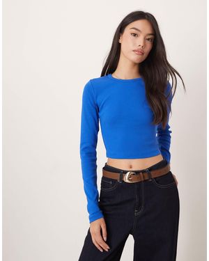JJXX Feline Long Sleeve Ribbed T-shirt - Blue