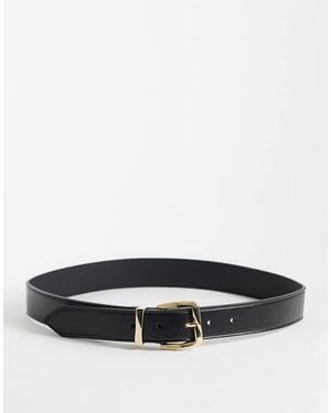 Mango Faux Leather Belt - Grey