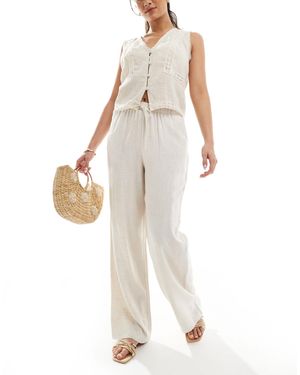 ONLY Pull Up Linen Trousers Co-ord - White