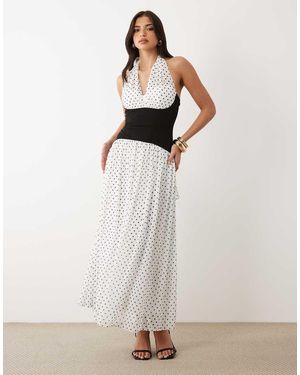 TFNC London Vestito Lungo Allacciato Al Collo - Bianco