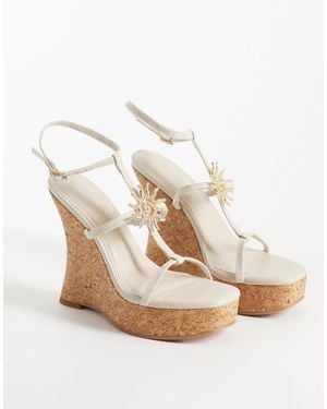 ASOS Tia Skinny Wedge Sandals With Sun Detail - White