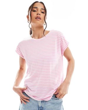 Vero Moda Camiseta A Rayas Rosas Extragrande De