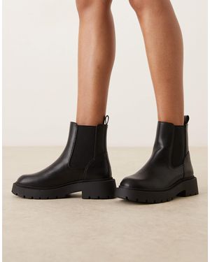 Asos Design Wide Fit Alford Chunky Flat Chelsea Boots - Black