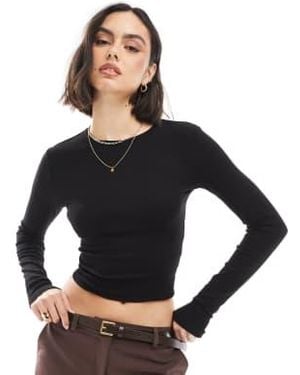 Bershka Long Sleeve Baby Tee - Black