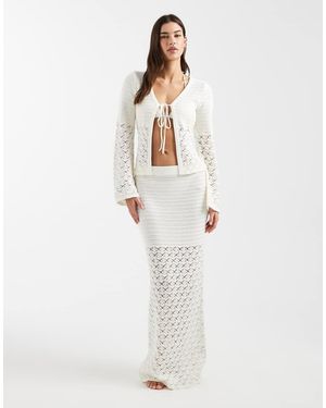 4th & Reckless Cotton Rich Multi Crochet Maxi Beach Skirt - White