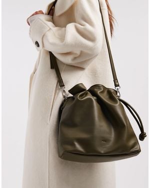PASQ Draw String Soft Shoulder Bag - Brown