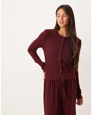 ASOS – lounge – mix & match – gerippte strickjacke - Rot