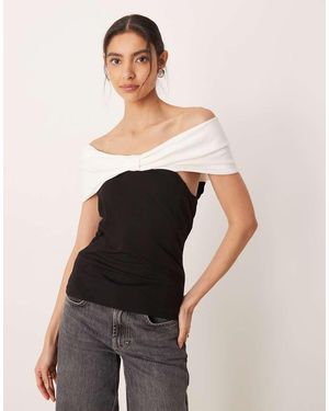 Nobody's Child Bow Bardot Top - Black