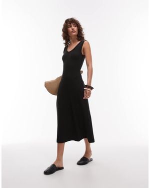 ARKET Compact Rib Knit Sleeveless Midi Dress - White
