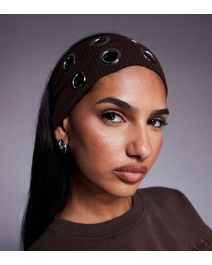 Kaiia Exclusive Jersey Eyelet Headband - Grey