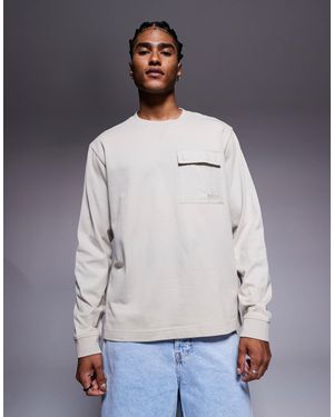 BOSS – langärmliges relaxed fit shirt - Grau