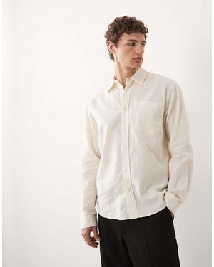 Redefined Rebel Camisa Blanca De Manga Larga Y Corte Cuadrado De Mezcla De Lino Angel De - Neutro