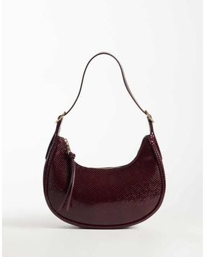 New Look Bolso De Hombro Ovalado Con Escote Redondo Efecto Cocodrilo En-Rojo - Morado