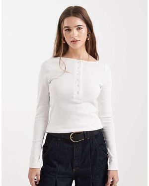 New Look Button Down Long Sleeve Top - White