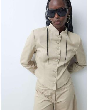 ASOS Cinch Mandarin Military Jacket - Natural