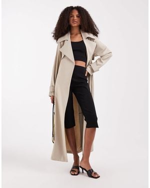 River Island – lang geschnittener trenchcoat - Natur
