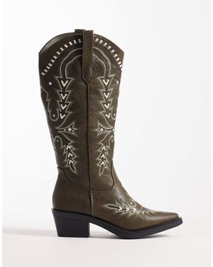 Glamorous – kniehohe westernstiefel - Grün