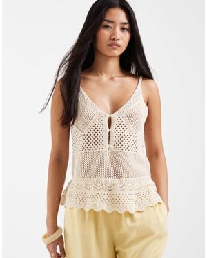 ONLY Crochet Knit Peplum Top - Natural