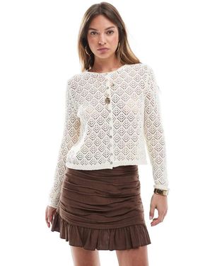 Stradivarius Long Sleeve Fine Knitted Cardigan - White