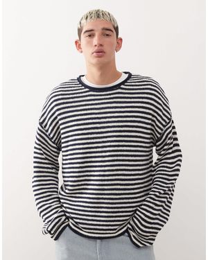 Collusion Slouchy Oversized Fine Knitted Sweater - Blue