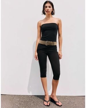 Pull&Bear Caprihose mit weitem bund - Schwarz