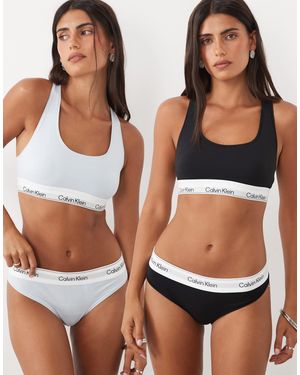 Calvin Klein Icon bralette aus baumwoll-modal, 2er-pack - Braun