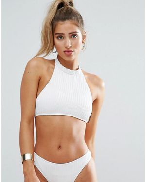 Missguided High Neck Bikini Top - White