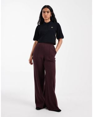 Threadbare Mock Knit Wide Leg Trackies With Seam Detail - Multicolor