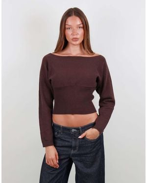 SIMMI Boat Neck Knit Top - Purple
