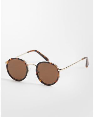 Mango Round Sunglasses - Brown