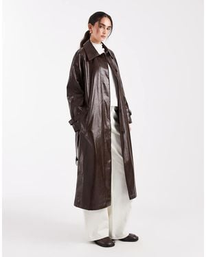 ASOS Vinyl Top Collar Trench Jacket - White