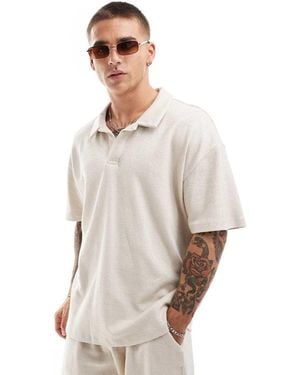 New Look Polo Oversize Color Pietra Testurizzata - Neutro