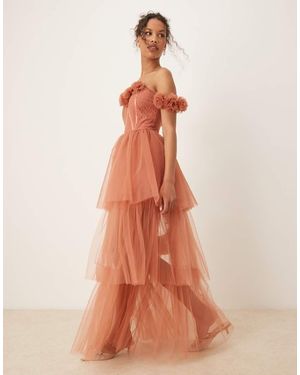 LACE & BEADS Rosette Corset Maxi Dress - Multicolour