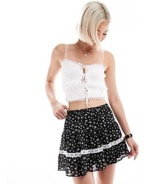 New Look Floral Mini Skirt - White