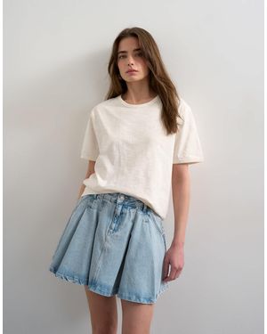 TOPSHOP Denim Pleated Full Mini Skirt - Blue