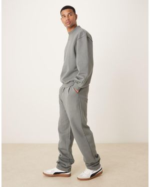 ASOS Premium Wide Leg Jogger With Pinched Hem And Pleats - Natural