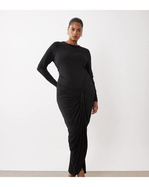 Forever New Slinky High Neck Draped Maxi Dress - Black