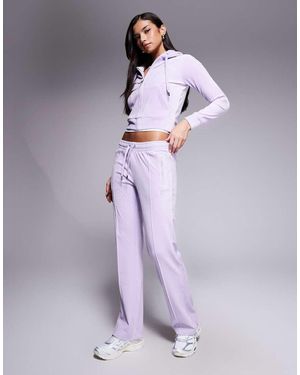 Juicy Couture Velour Drawstring Diamante Outline Logo Trackies - Purple
