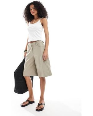 ASOS Faux Leather Longline Shorts - Natural