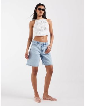 ONLY Mid Rise Loose Fit Mom Shorts - Blue