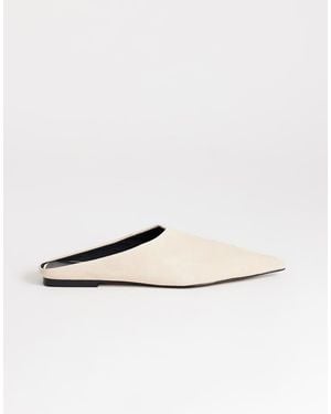TOPSHOP Dawn Real Suede Flat Pointed Shoe - White