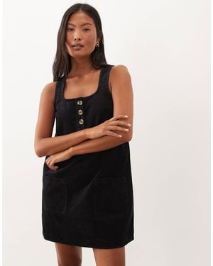 Nobody's Child Petite Lacey cord-kleid mit eckigem ausschnitt und trägern - Schwarz