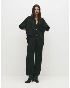 Pull&Bear – sarouel – hose aus satin - Schwarz