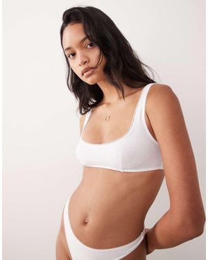 ASOS Yara Ribbed Crop Bra With Mesh Binding - Brown